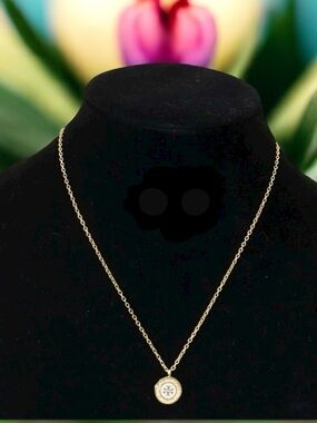 TORY BURCH 18K GOLD PLATED NECKLACE DOUBLE FACE.